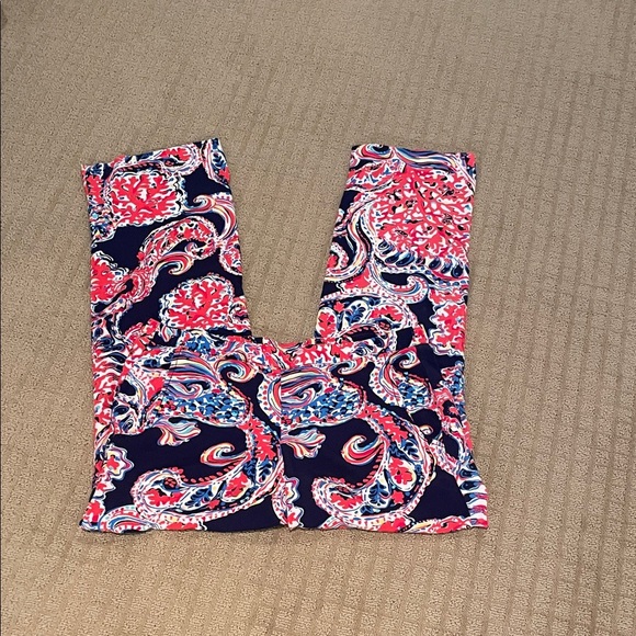 Lilly Pulitzer Pink and Blue Paisley Straight Leg Pants - Picture 1 of 4